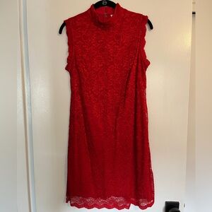 Nicole Miller Red Lace Mini Dress